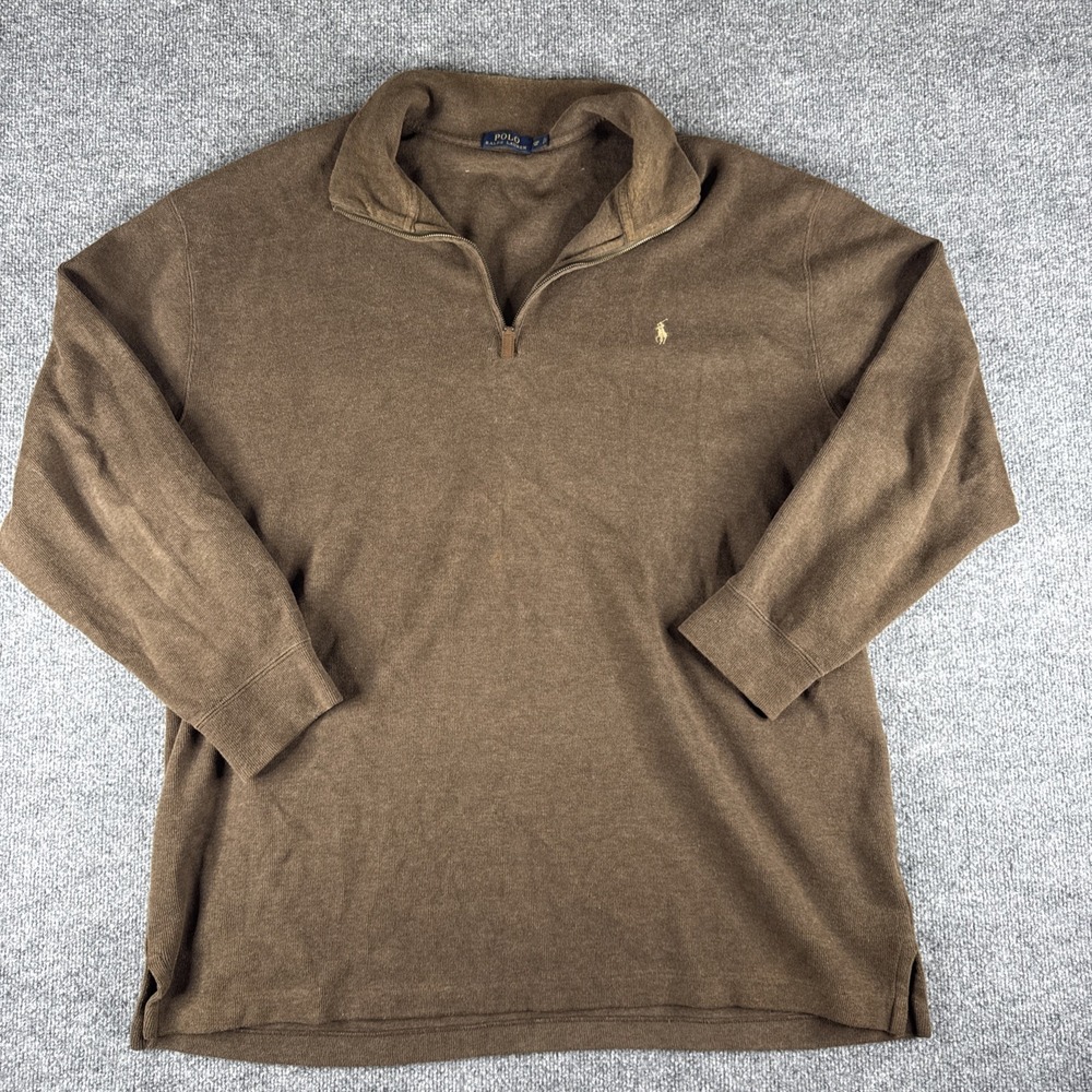 Polo by Ralph Lauren Brown Quarter-Zip Turtleneck Sweater